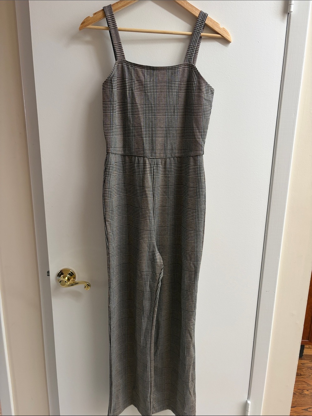 Sanctuary Plaid Sleeveless Wide-Leg Jumpsuit - Gray